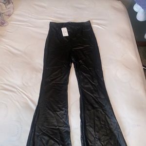 High Waist Leather Solid Pants